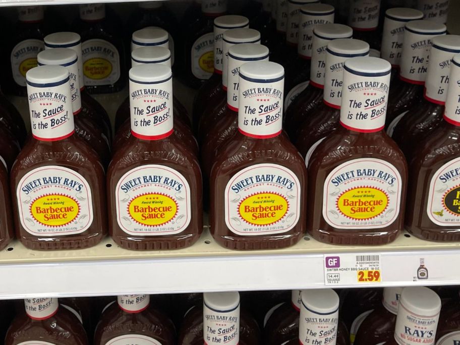 sweet baby ray's bbq sauce on shelf