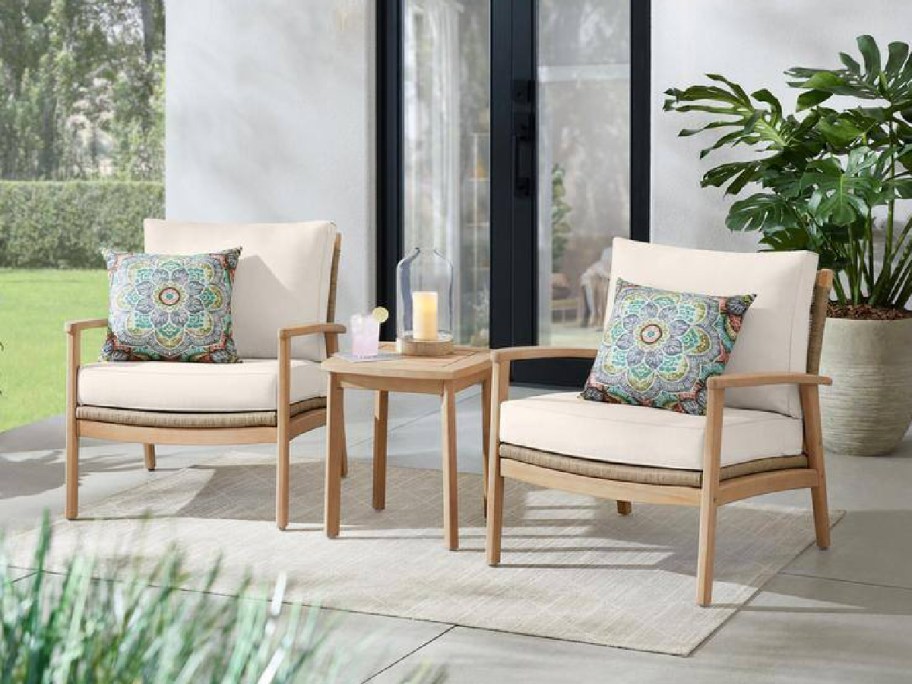 tan seating set with table and chairs