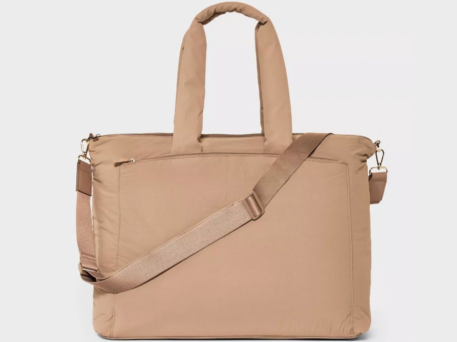 beige weekender bag stock image 