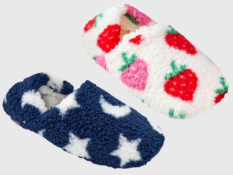 stars and strawberries slipper socks