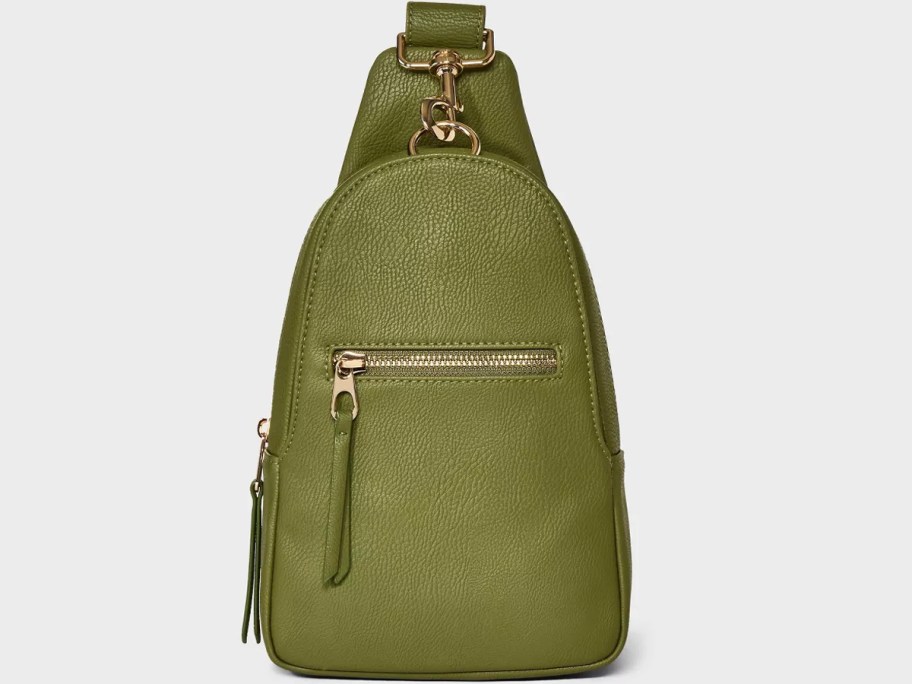 green sling bag stock image