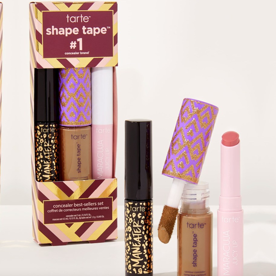 mini mascara lip gloss and shape tape