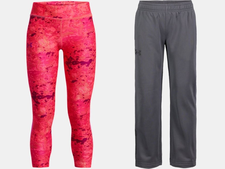 pink and gray under armour kids pants 