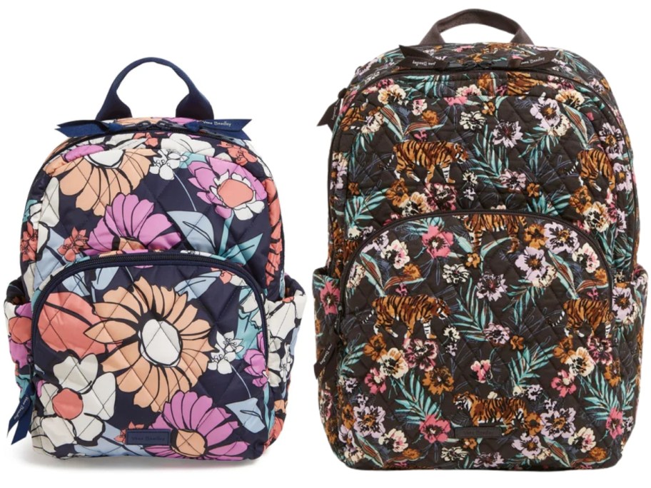Vera Bradley backpacks in 2 sizes with different floral prints