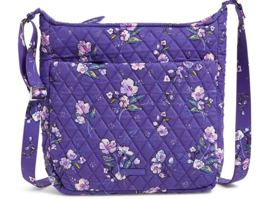 Vera Bradley crossbody bag in purple print with pink flowers