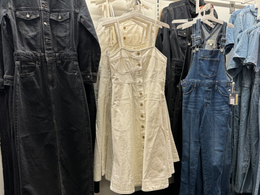 white denim dress from target displayed with other items
