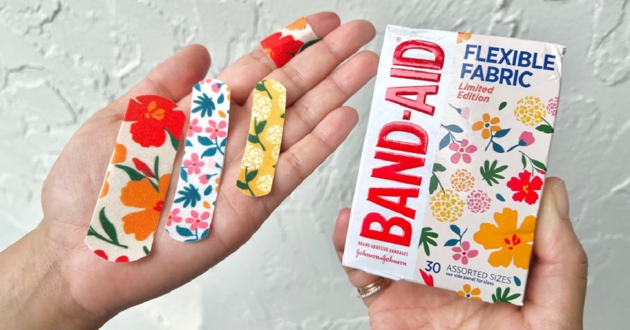 wildflower band-aids box and in hand