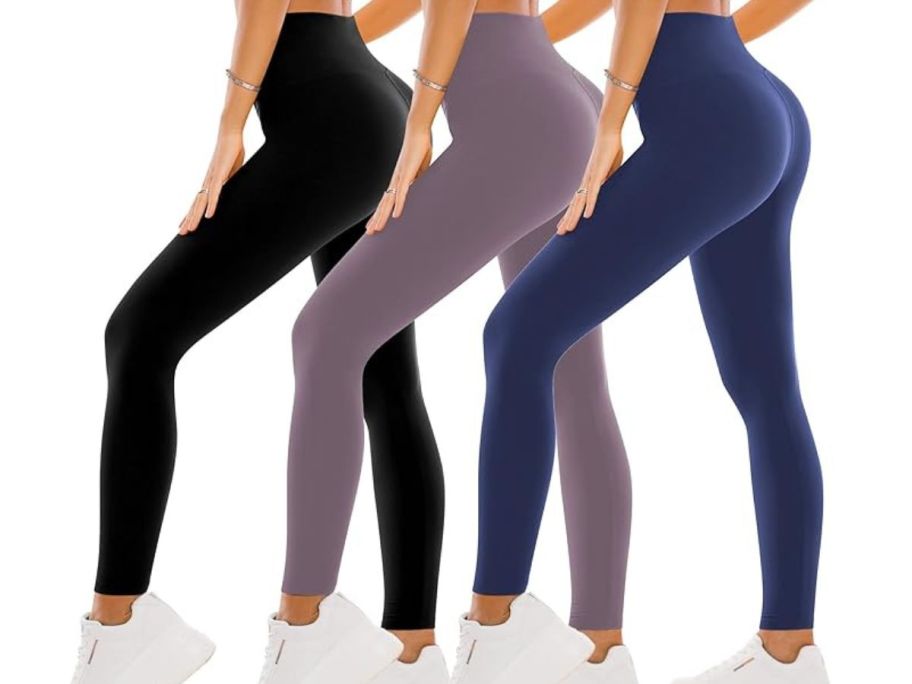 Stock image of 3 women wearing full-length leggings