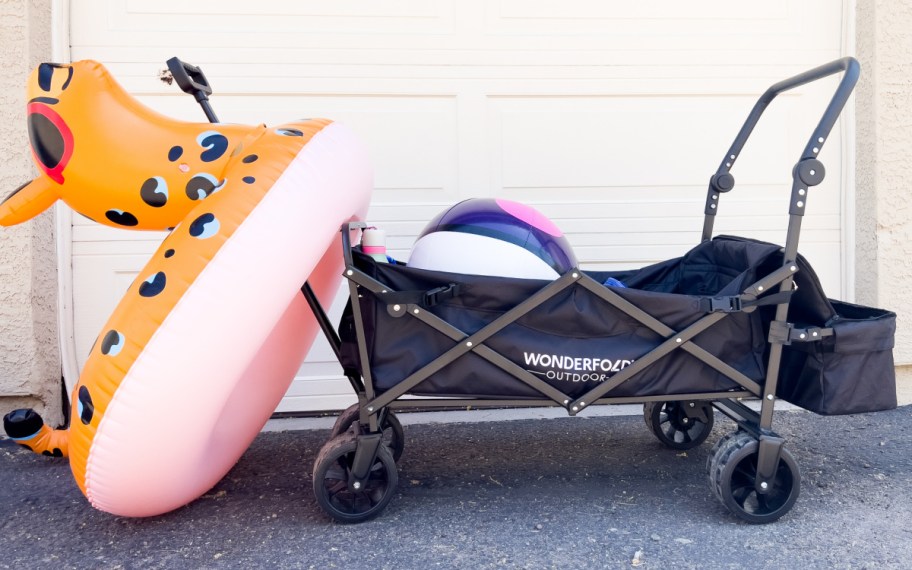 folding wagon with pool items