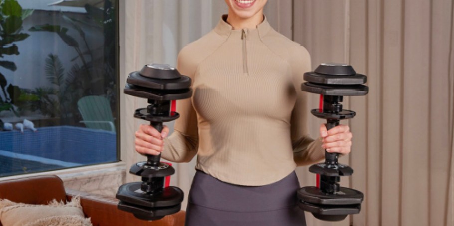 Adjustable Dumbbell Set Only $141.99 Shipped on Amazon | Easily Adjusts from 3-40 Pounds!