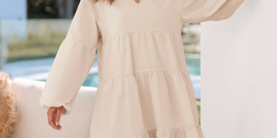 Long-Sleeved Tiered Dress Only $13.49 on Amazon (Reg. $30)