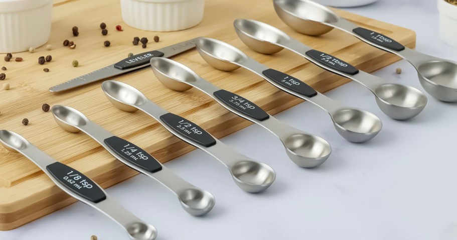 Magnetic Stainless Steel Measuring Spoons  8-Piece Set Only $8.99 on Amazon