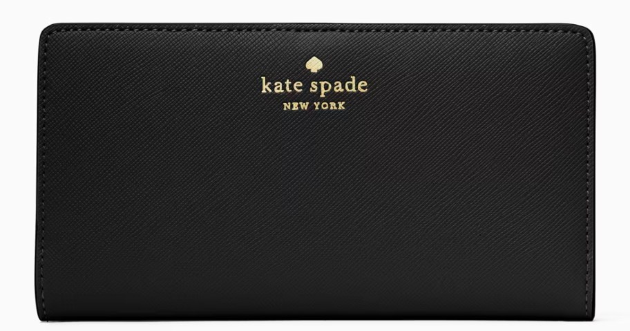 solid black Kate Spade bifold zip wallet