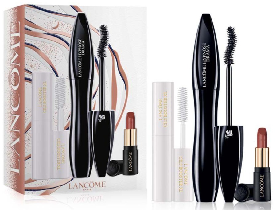 Lancome lash primer, mascara and lipstick set with the gift box it comes in