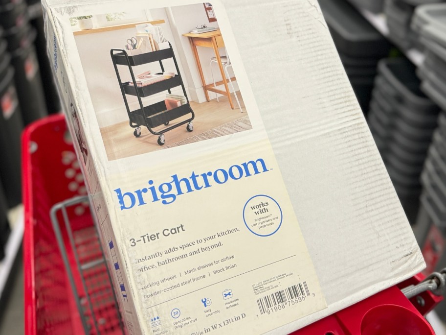 Brightroom 3-Tier Square Metal Utility Cart in box in Target cart