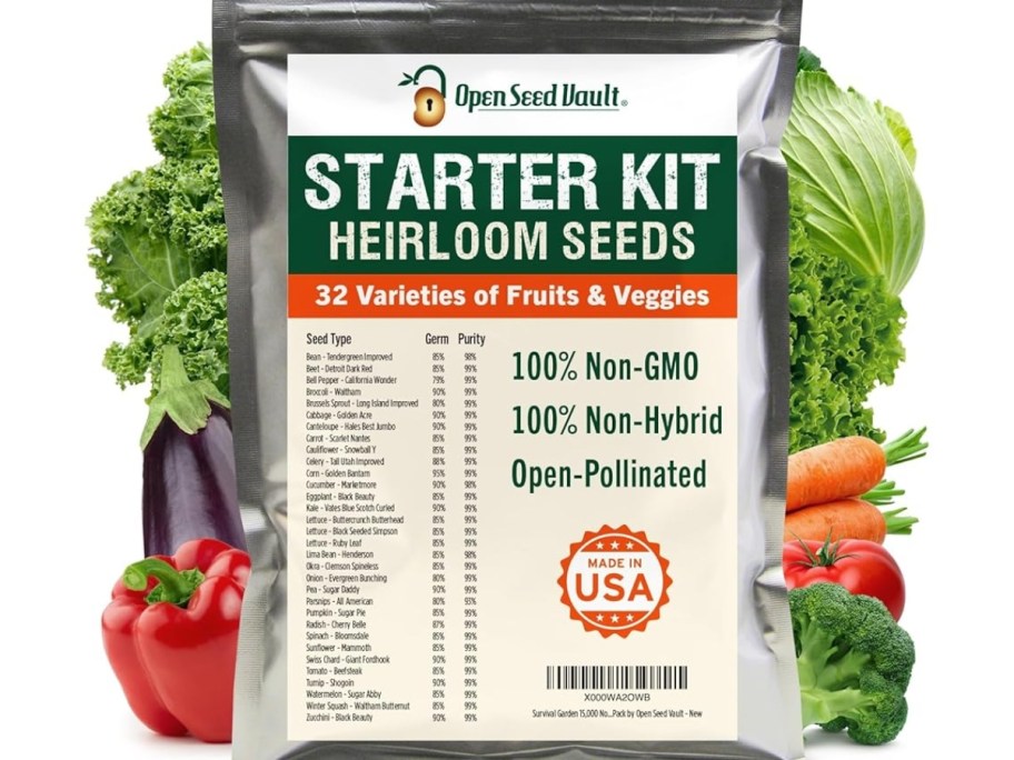 seed starter kit with veggies behind it