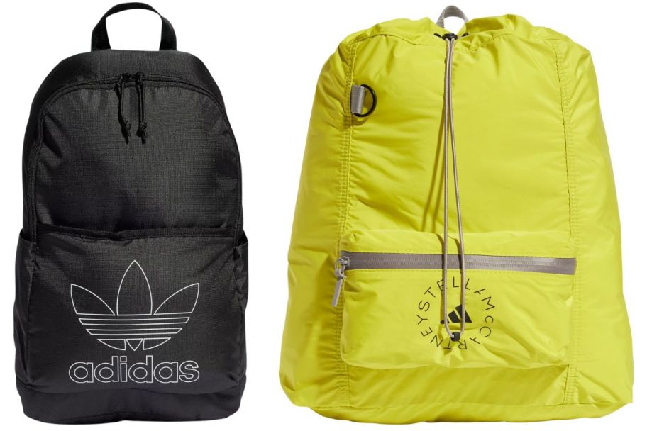  a black backpack and a green backpack