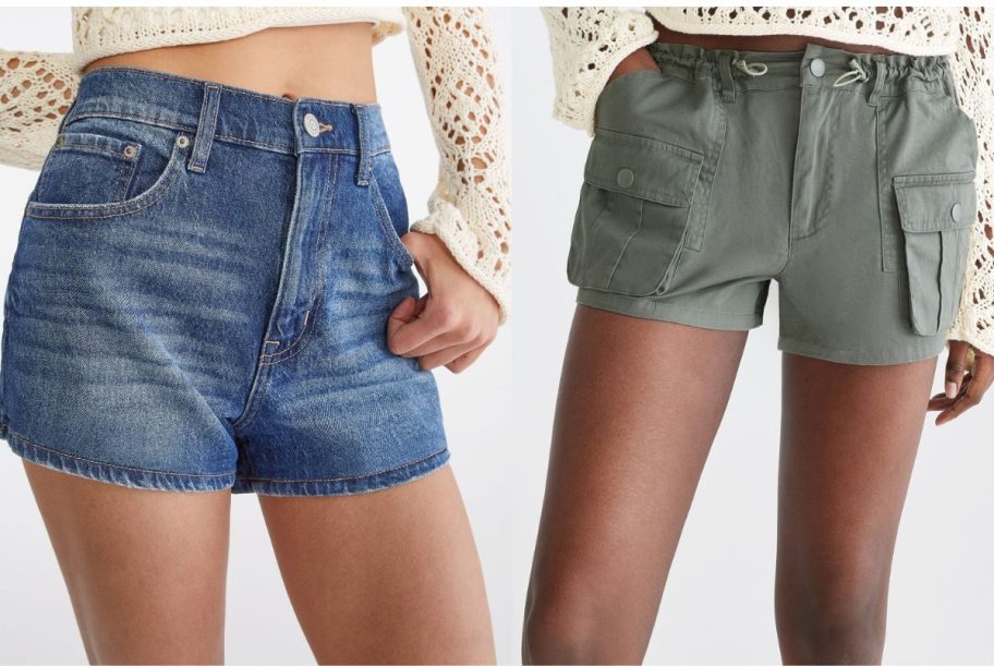 Stock images of 2 women wearing Aeropostale shorts