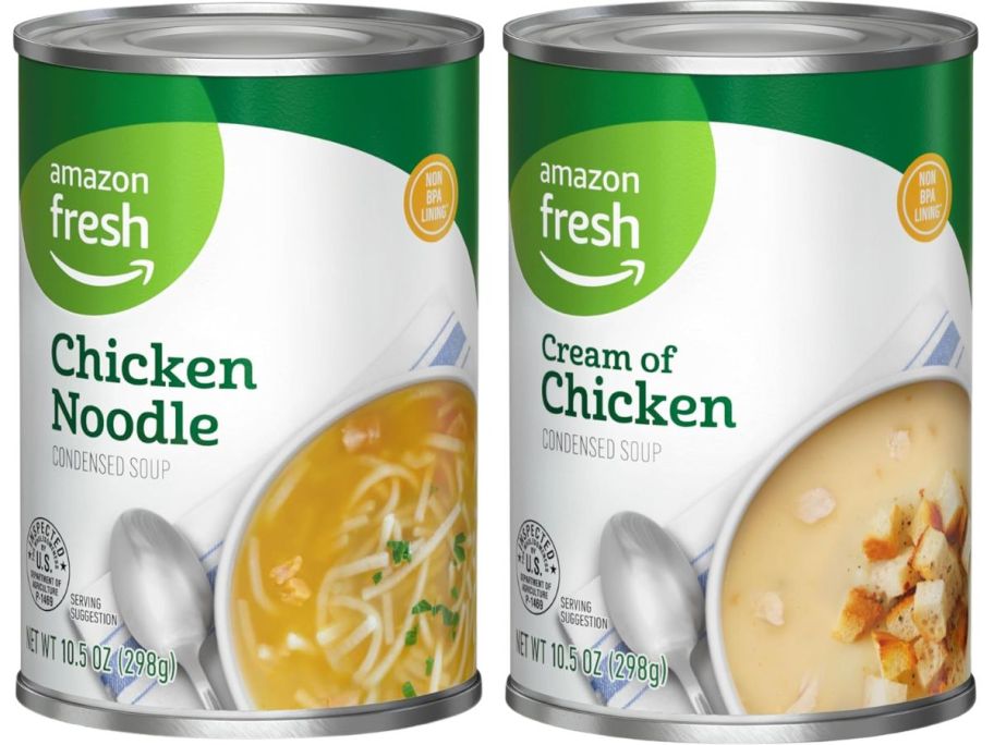 2 cans of Amazon Fresh Chicken Soup
