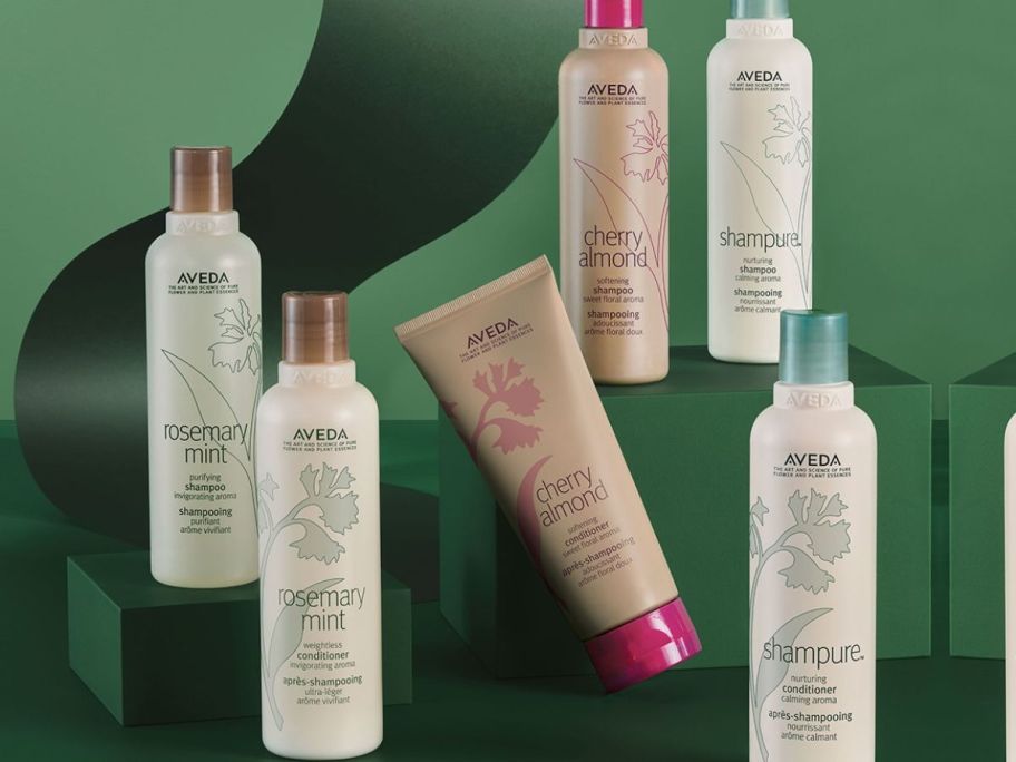 3 different Aveda Shampoo & Conditioner Sets in Rosemary Mint, Cherry Almond and Shampure scents
