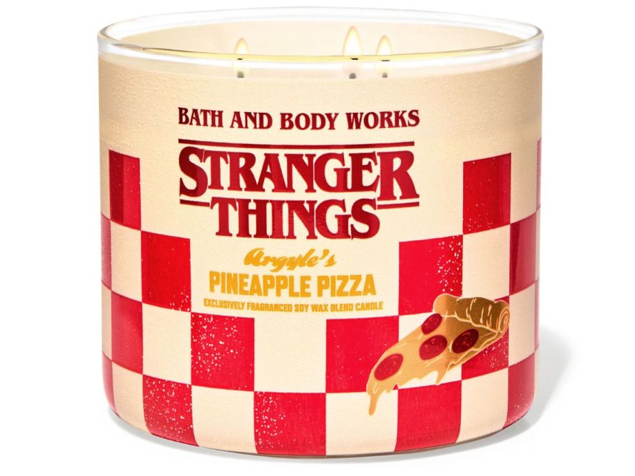 Bath & Body Works Argyle's Pineapple Pizza 3-Wick Candle stock image