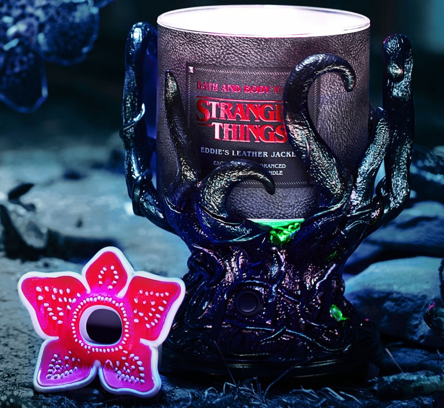 Bath & Body Works Stranger Things candle in a tentacle candle holder