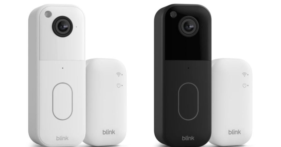 White and black Blink doorbells