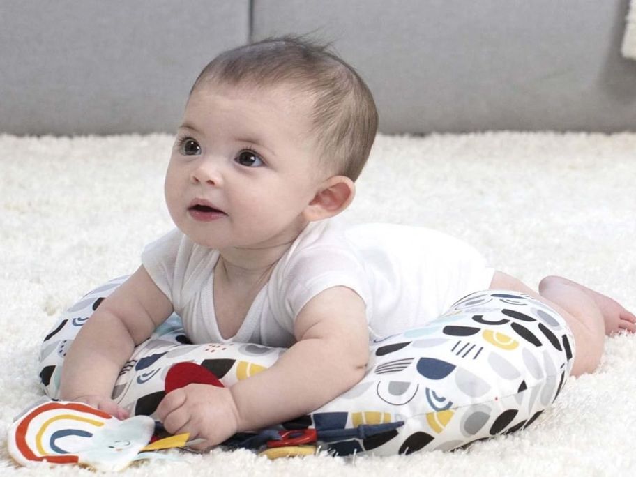 Baby on a Bopy Tummy Time Prop Pillow