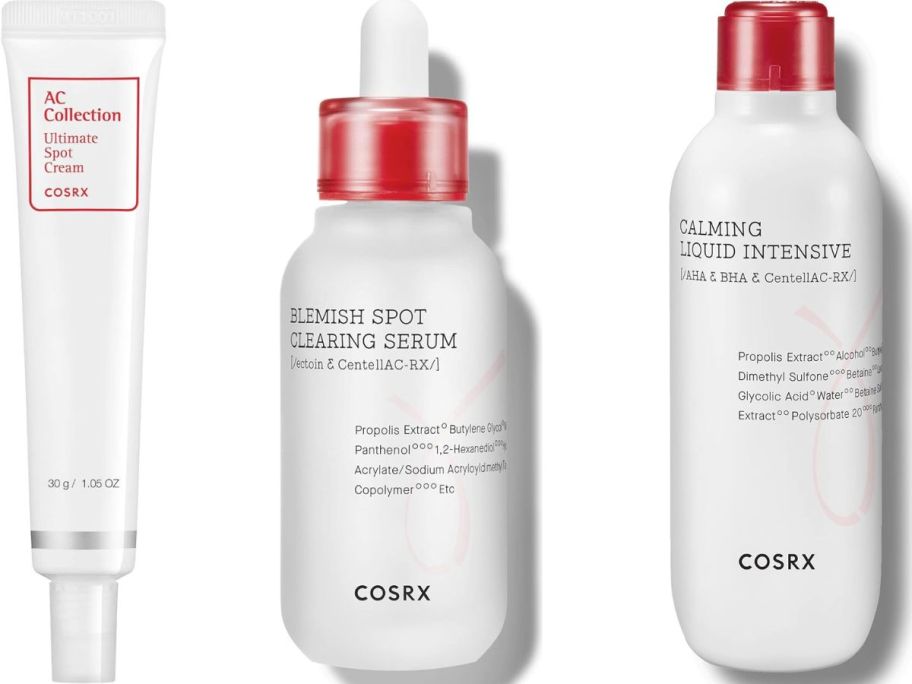 Stock images of 3 COSRX AC Collection products 