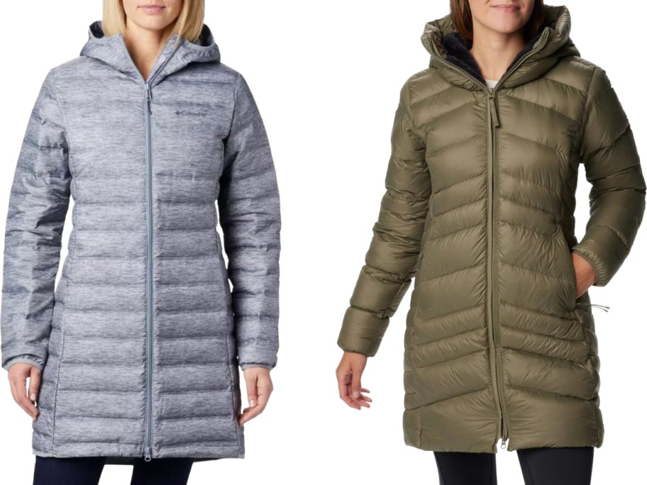 Stock image of two women wearing Columbia winter jackets