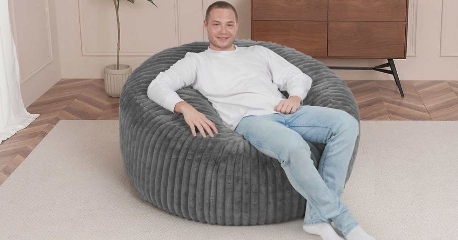 Man sitting in a jumbo lounger from Costco