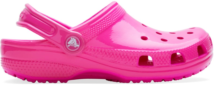 shiny pink crocs clog