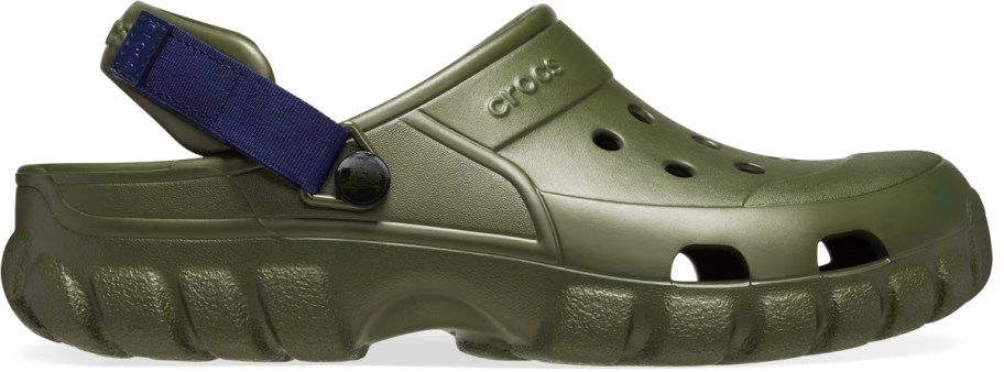 army green crocs clog with blue strap