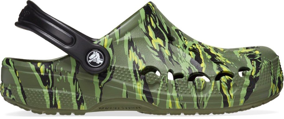 green and black camo print crocs clog