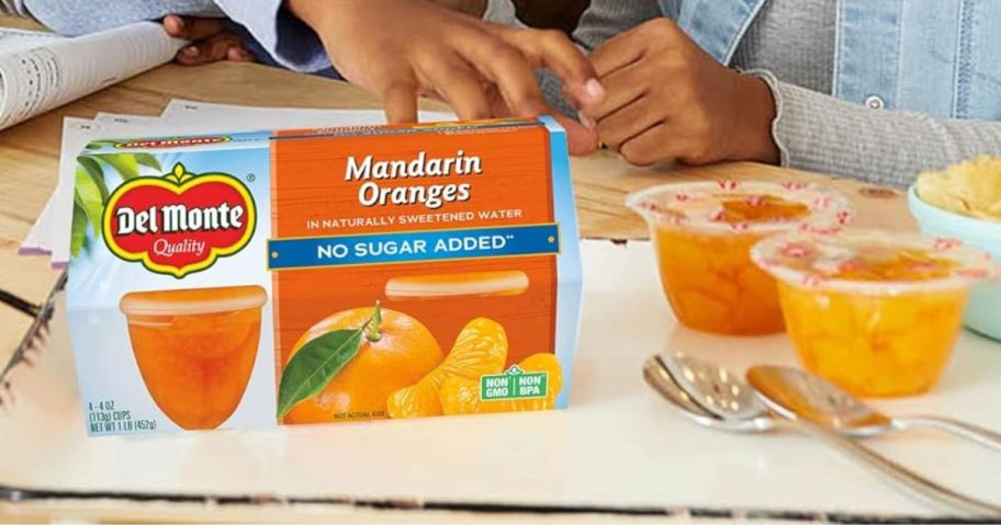 Del Monte Mandarin Oranges No Sugar Added on a table