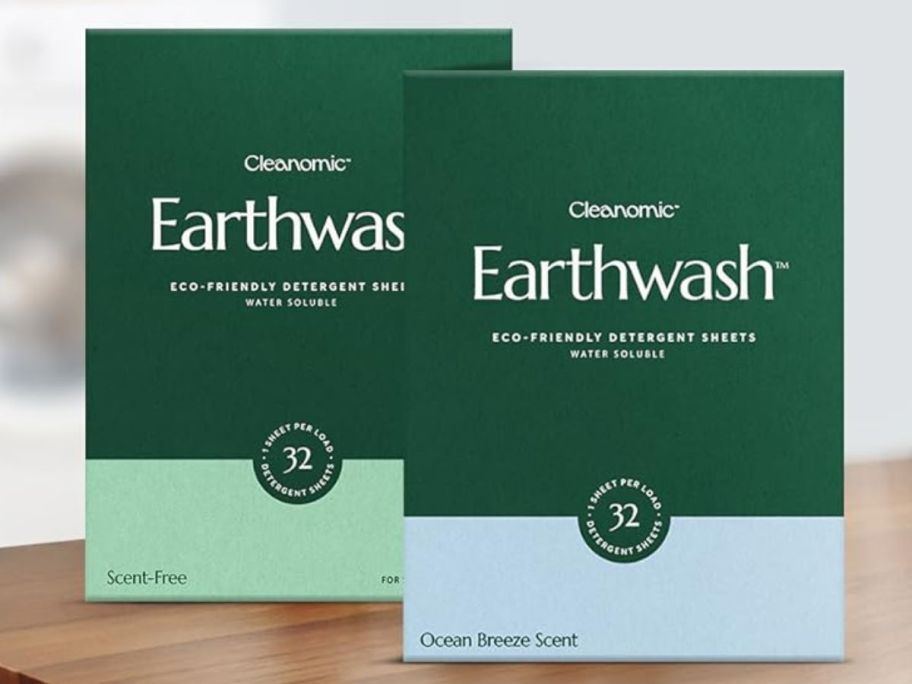 Two boxes of Earthwash Laundry Detergent sheets