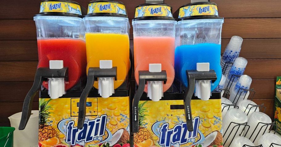 4 Frazil Slushie Machines filled without different flavors