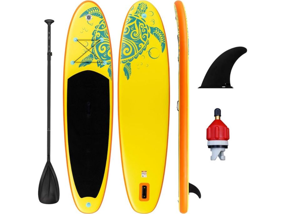 Fun Water Paddle Board in Yellow & Orange and its accessories