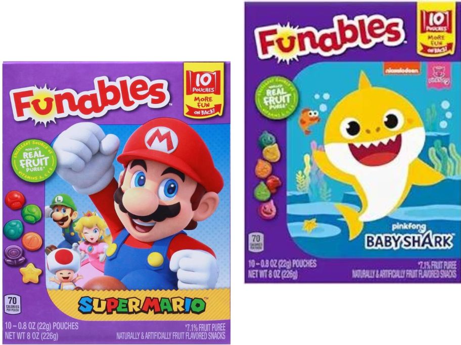 Funables Super Mario and baby Shark Fruit Snacks