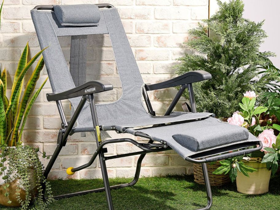 gray GCI lounger chair in yard