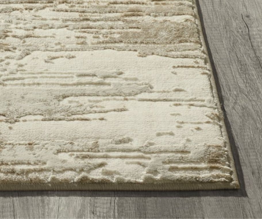 closeup of an abstract high low rug to show pile detail