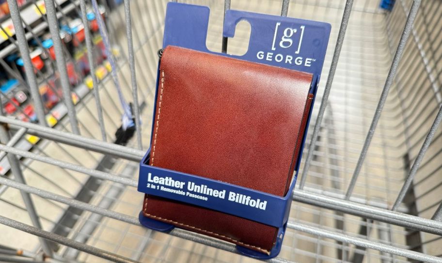 a born leather wallet in a shopping cart