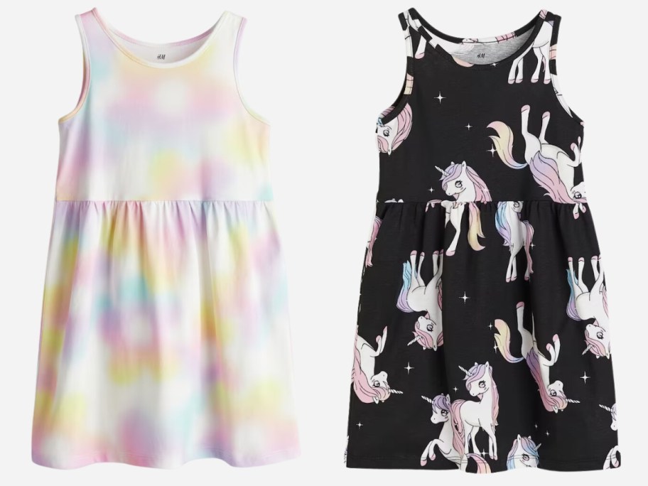 little girls sleeveless dresses in different prints