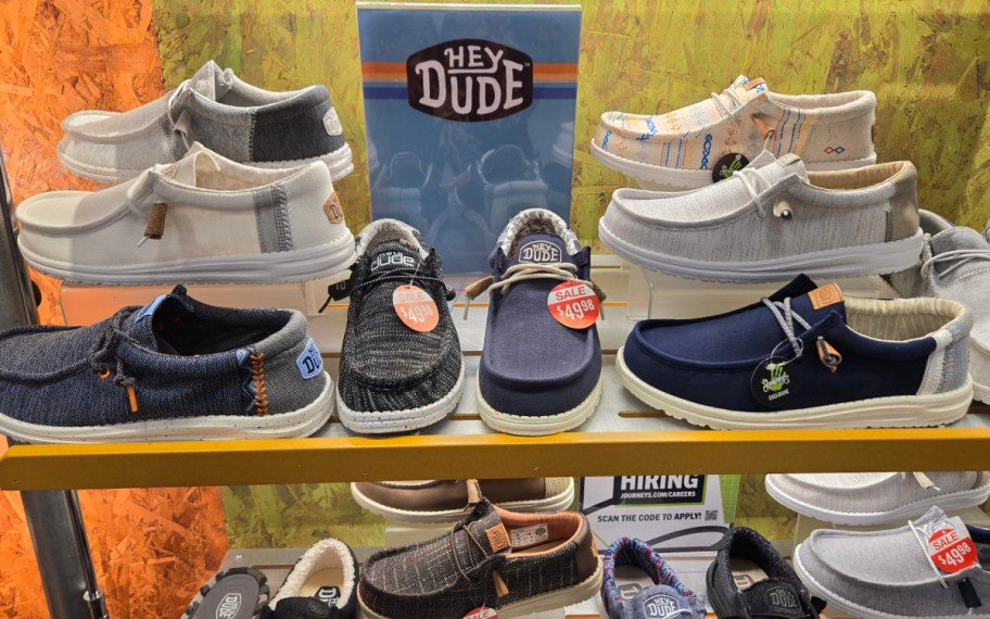 heydude shoes in store on shelves