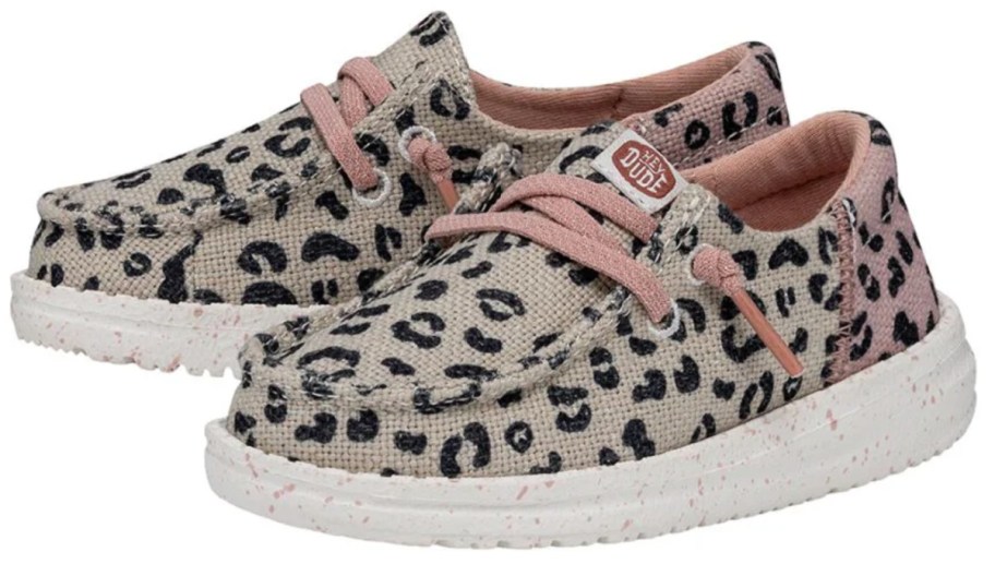 pink leopard kids heydude shoes