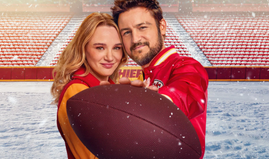 promo pic from Holiday Touchdown, one of the new 2024 Hallmark Channel Christmas Movies