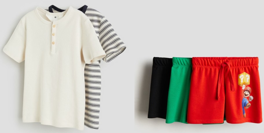 H&m kids 2 shirt pack and 3 pack of shorts