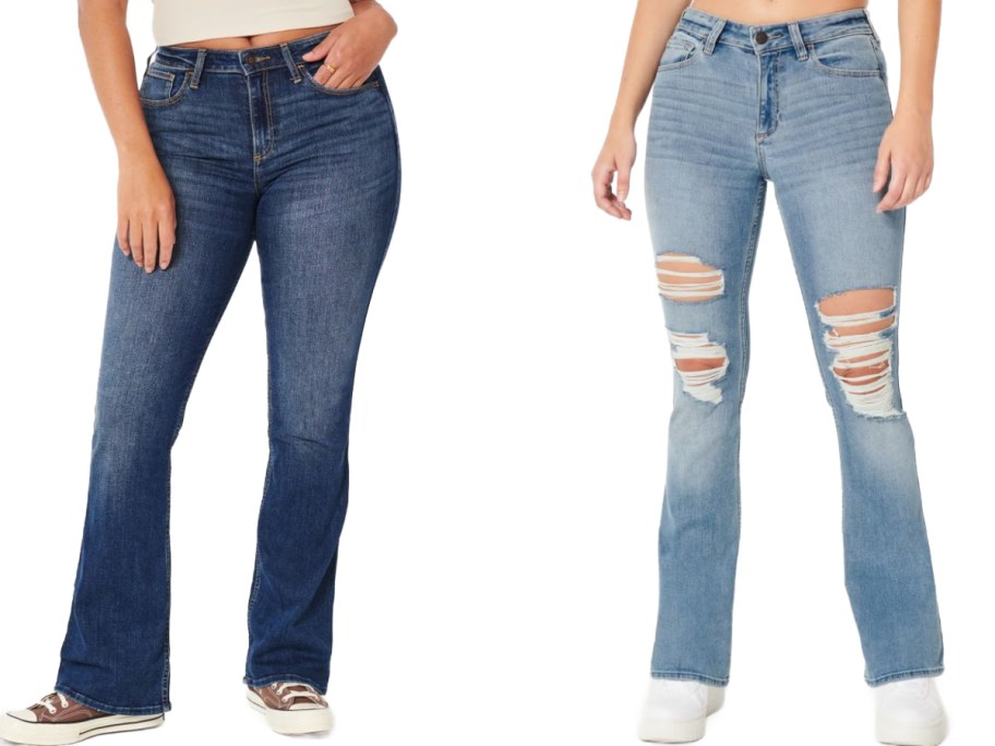 Stock image of two women wearing Hollister jeans