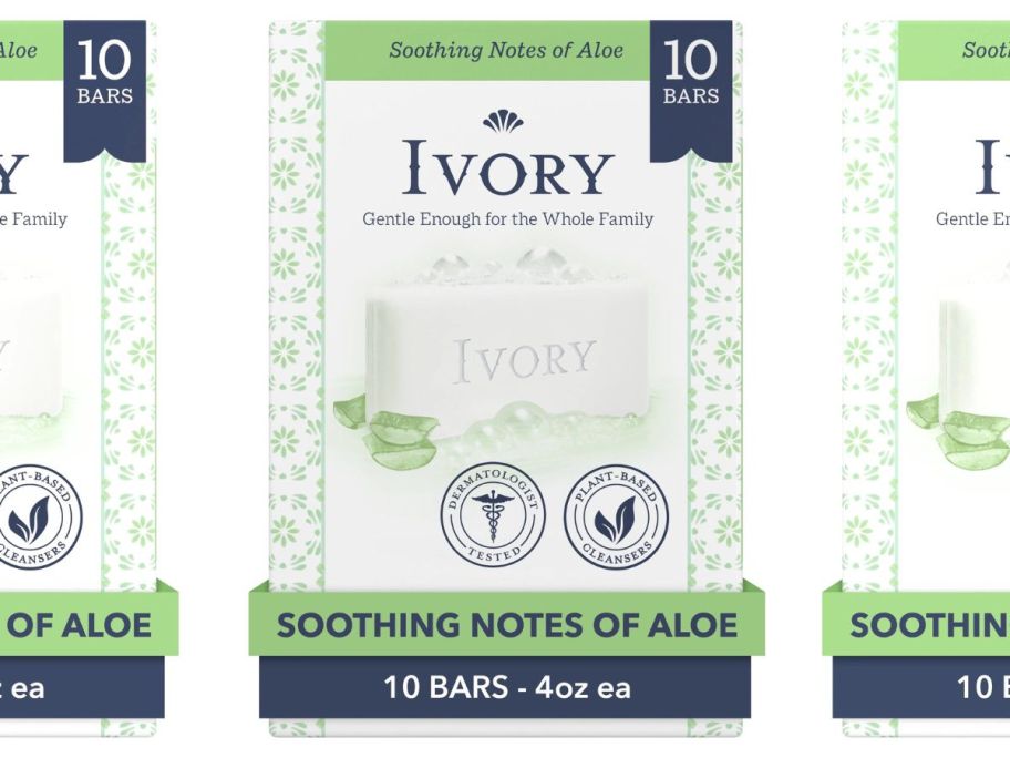 Ivory Gentle Bar Soap in Aloe Scent 10-Count stock image