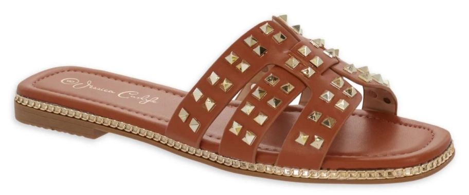 Jessica Carlyle Women's Sue Studded H-Band Flat Sandals